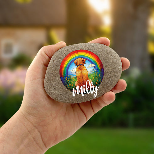 Rainbow Labrador Yellow Personalised Pebble